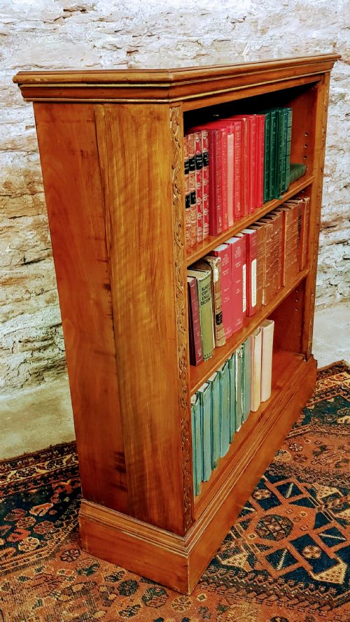 PARCEL GILT VICTORIAN WALNUT OPEN BOOKCASE - ADDITIONAL PHOTO 4