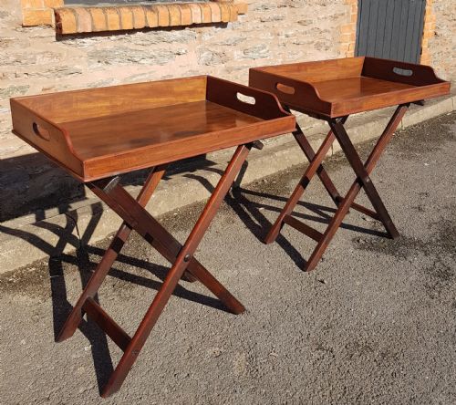 pair of victorian mahogany butler trays on stands - CATEGORY: ANTIQUE MISCELLANEOUS - DATED VICTORIAN
