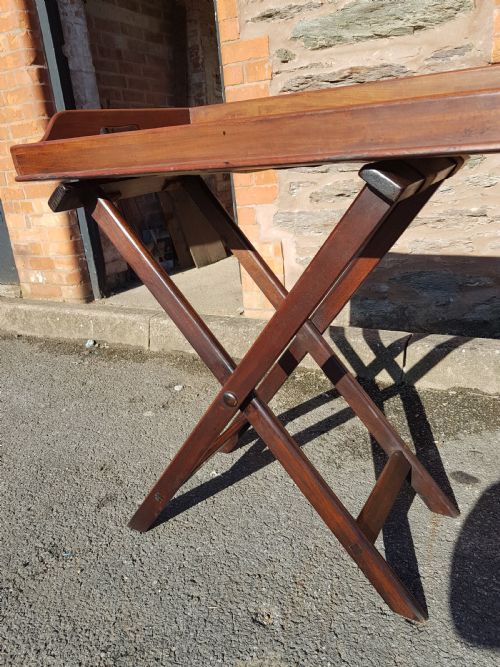 PAIR OF VICTORIAN MAHOGANY BUTLER TRAYS ON STANDS - ADDITIONAL PHOTO 3