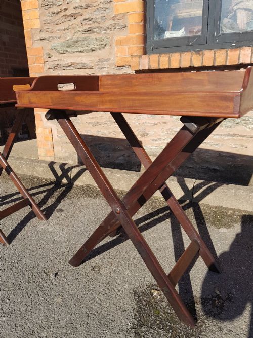 PAIR OF VICTORIAN MAHOGANY BUTLER TRAYS ON STANDS - ADDITIONAL PHOTO 4