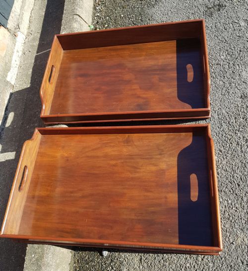 PAIR OF VICTORIAN MAHOGANY BUTLER TRAYS ON STANDS - ADDITIONAL PHOTO 6