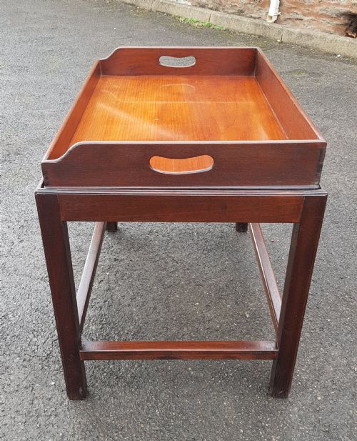 EDWARDIAN MAHOGANY TRAY ON STAND - ADDITIONAL PHOTO 2