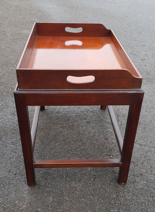 EDWARDIAN MAHOGANY TRAY ON STAND - ADDITIONAL PHOTO 4