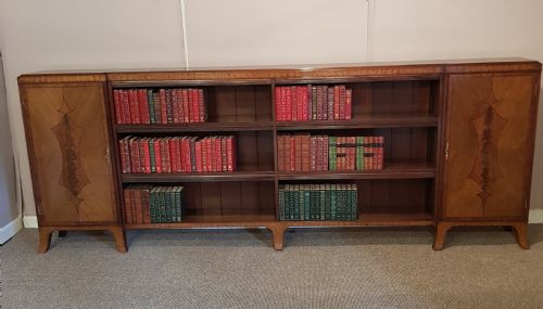 mahogany inlaid large library bookcase - CATEGORY: ANTIQUE BOOKCASES - DATED EDWARDIAN