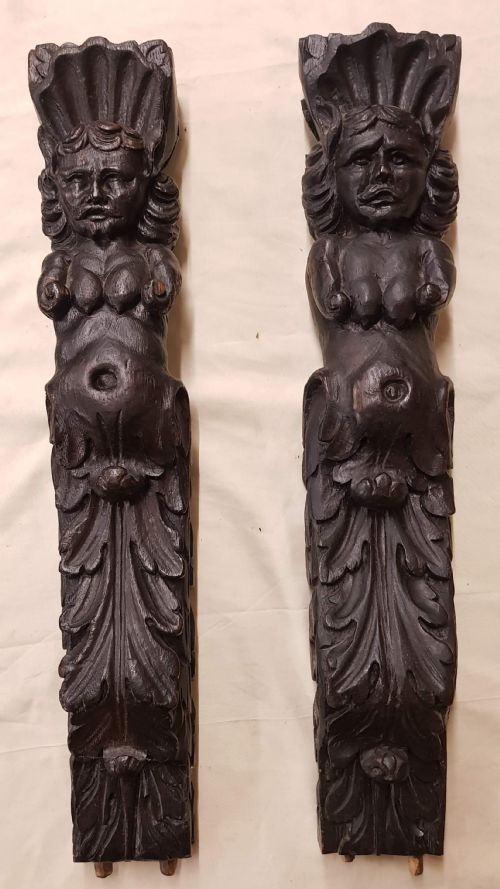 pair of carved oak 18th century caryatid figures - CATEGORY: ANTIQUE MISCELLANEOUS - DATED 18TH CENTURY
