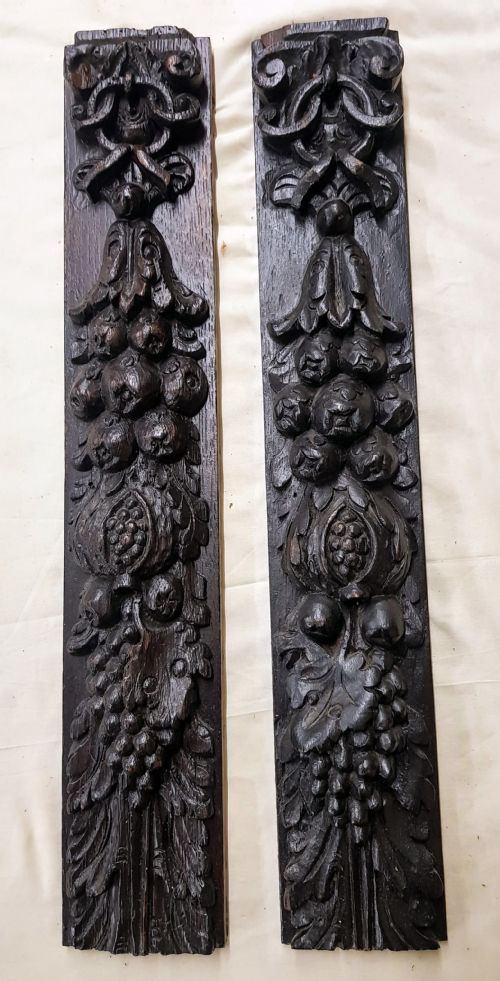 pair of 18th century carved oak stiles - CATEGORY: ANTIQUE MISCELLANEOUS - DATED 18TH CENTURY