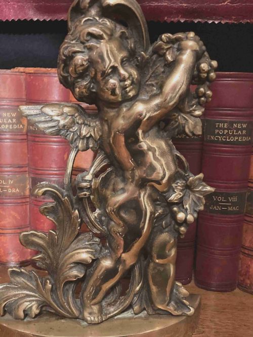 BRASS CHERUB DOORSTOP C 1920S - ADDITIONAL PHOTO 3
