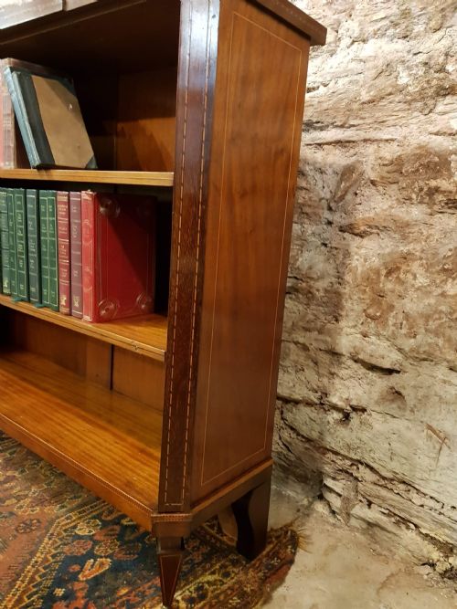 EDWARDIAN MAHOGANY INLAID OPEN BOOKCASE - ADDITIONAL PHOTO 1