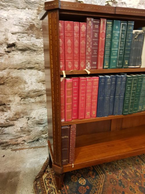EDWARDIAN MAHOGANY INLAID OPEN BOOKCASE - ADDITIONAL PHOTO 4