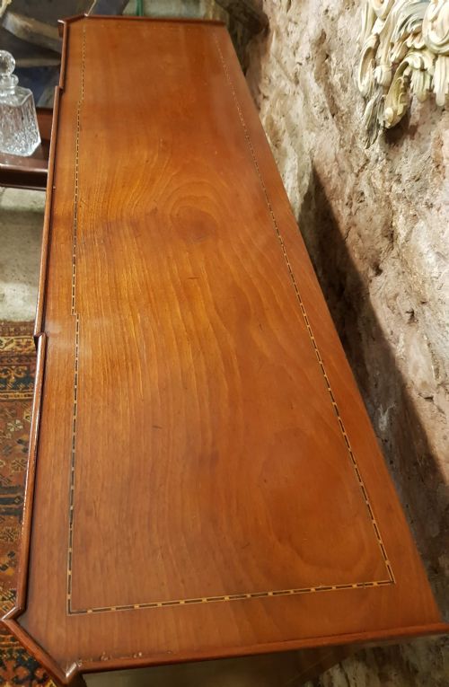 EDWARDIAN MAHOGANY INLAID OPEN BOOKCASE - ADDITIONAL PHOTO 3