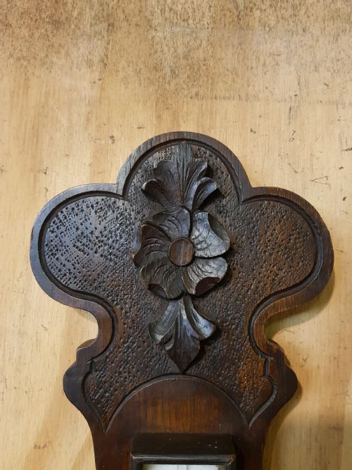 VICTORIAN CARVED OAK BAROMETER - ADDITIONAL PHOTO 2