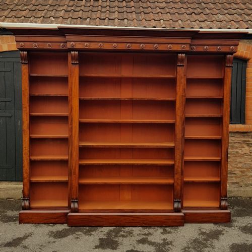 victorian mahogany breakfront bookcase - CATEGORY: ANTIQUE BOOKCASES - DATED VICTORIAN