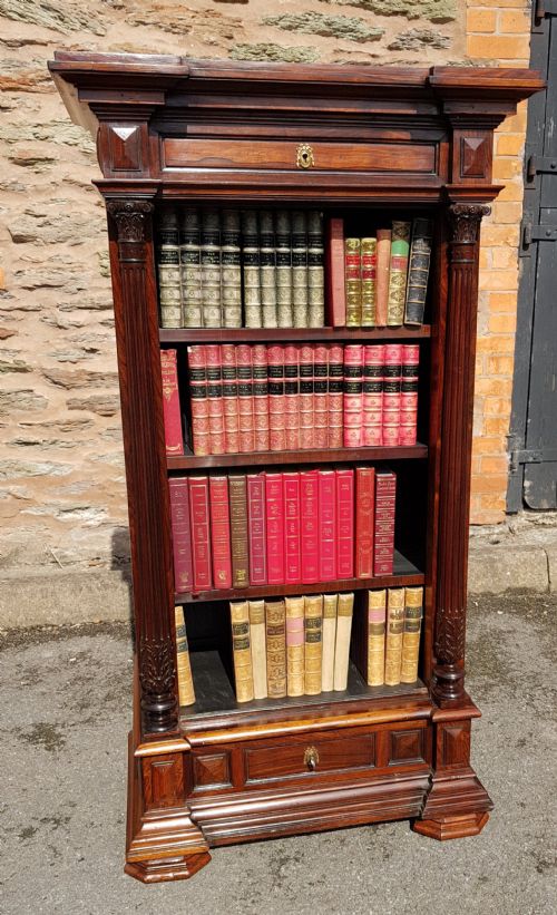 french victorian rosewood open bookcase - CATEGORY: ANTIQUE BOOKCASES - DATED VICTORIAN