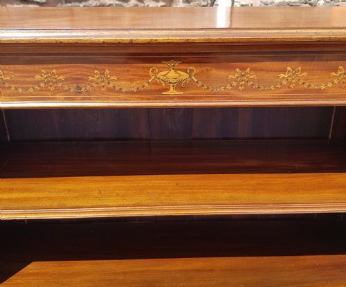 EDWARDIAN MAHOGANY INLAID OPEN BOOKCASE - ADDITIONAL PHOTO 1