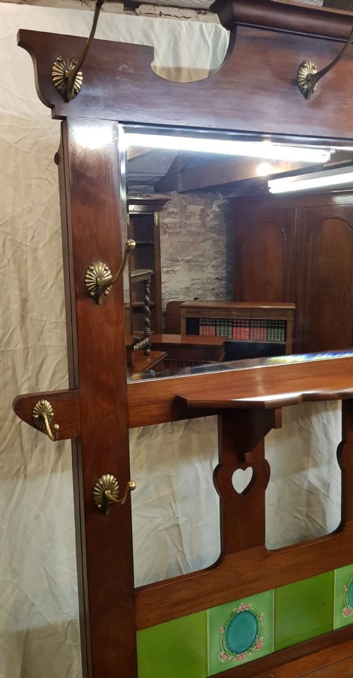 ARTS AND CRAFTS STYLE WALNUT HALLSTAND - ADDITIONAL PHOTO 1