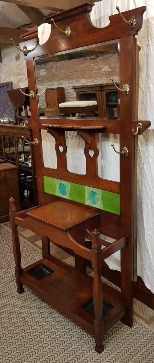ARTS AND CRAFTS STYLE WALNUT HALLSTAND - ADDITIONAL PHOTO 3