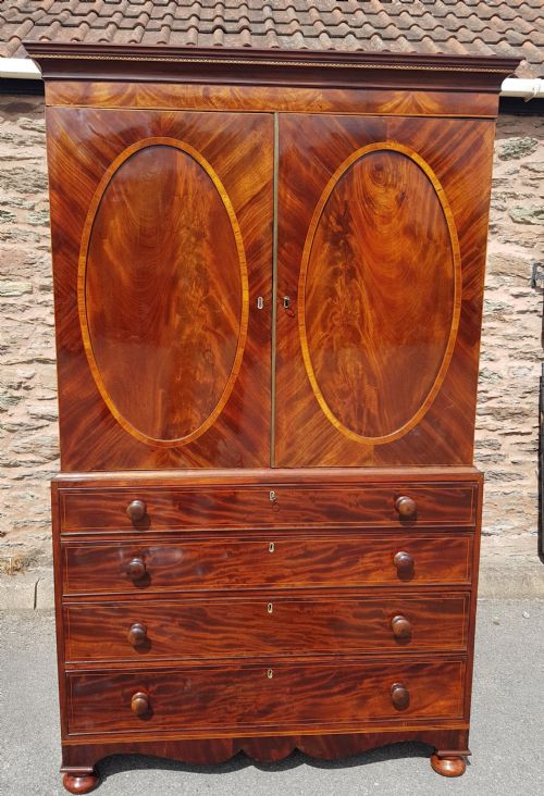 REGENCY MAHOGANY INLAID CHANNEL ISLAND LINEN PRESS - ADDITIONAL PHOTO 6