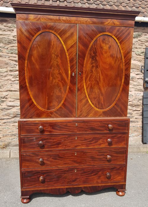 REGENCY MAHOGANY INLAID CHANNEL ISLAND LINEN PRESS - ADDITIONAL PHOTO 7