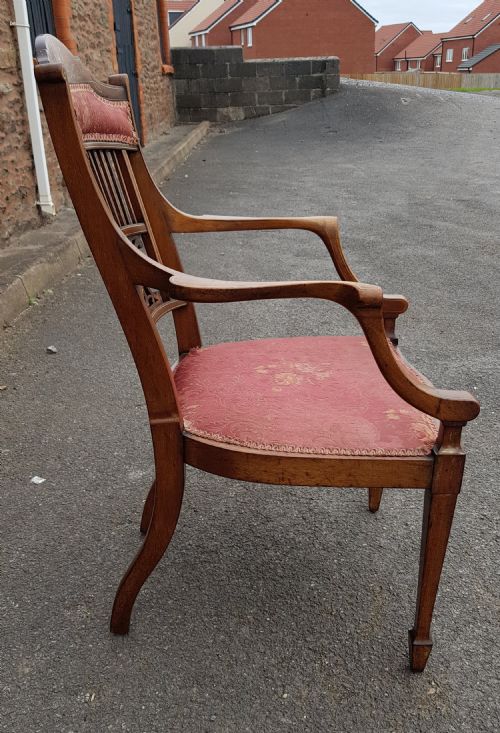EDWARDIAN MAHOGANY INLAID DESK CHAIR - ADDITIONAL PHOTO 2