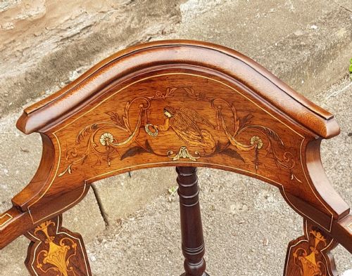 EDWARDIAN MAHOGANY INLAID CORNER CHAIR - ADDITIONAL PHOTO 4