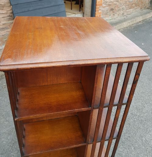 EDWARDIAN OAK THREE TIER REVOLVING BOOKCASE - ADDITIONAL PHOTO 1