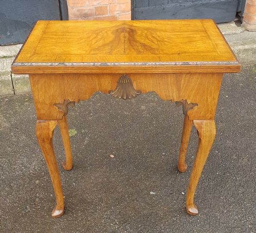 1920s figured walnut card table or console table - CATEGORY: ANTIQUE TABLES - DATED 1920