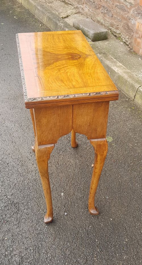 1920S FIGURED WALNUT CARD TABLE OR CONSOLE TABLE - ADDITIONAL PHOTO 1