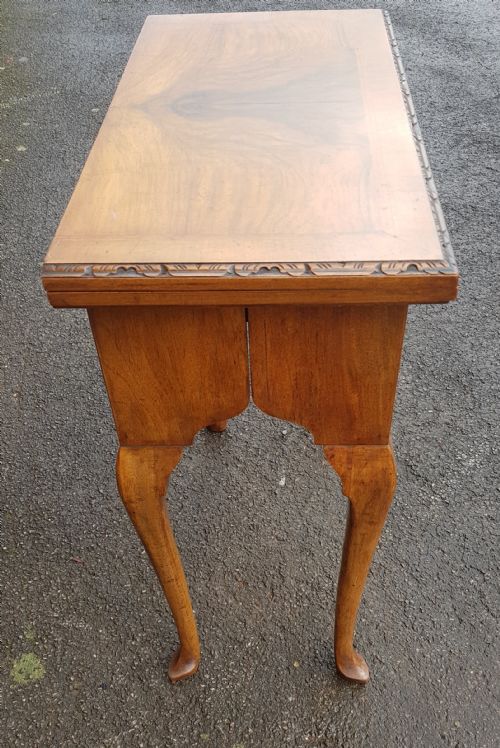 1920S FIGURED WALNUT CARD TABLE OR CONSOLE TABLE - ADDITIONAL PHOTO 3