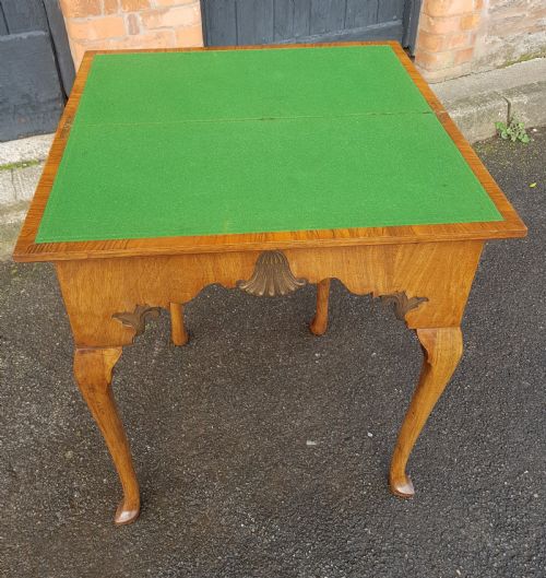 1920S FIGURED WALNUT CARD TABLE OR CONSOLE TABLE - ADDITIONAL PHOTO 5