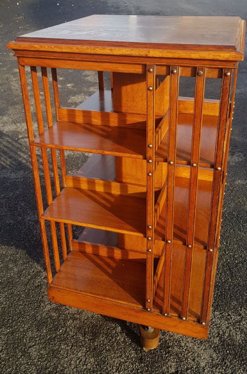 victorian oak revolving bookcase - CATEGORY: ANTIQUE BOOKCASES - DATED VICTORIAN