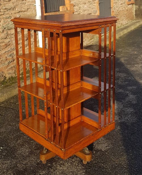 VICTORIAN OAK REVOLVING BOOKCASE - ADDITIONAL PHOTO 2