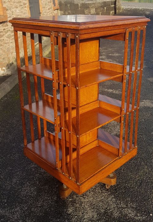 VICTORIAN OAK REVOLVING BOOKCASE - ADDITIONAL PHOTO 4
