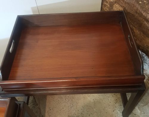 PAIR OF EDWARDIAN MAHOGANY TRAYS ON STANDS - ADDITIONAL PHOTO 2