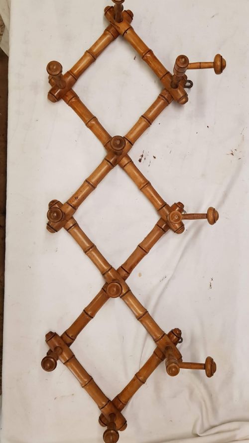 1920S FRENCH HARMONICA STYLE HAT COAT RACK FAUX BAMBOO - ADDITIONAL PHOTO 2