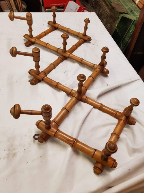 1920S FRENCH HARMONICA STYLE HAT COAT RACK FAUX BAMBOO - ADDITIONAL PHOTO 4
