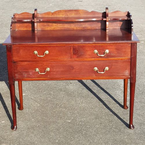 georgian style mahogany three drawer side table - CATEGORY: ANTIQUE TABLES - DATED EDWARDIAN