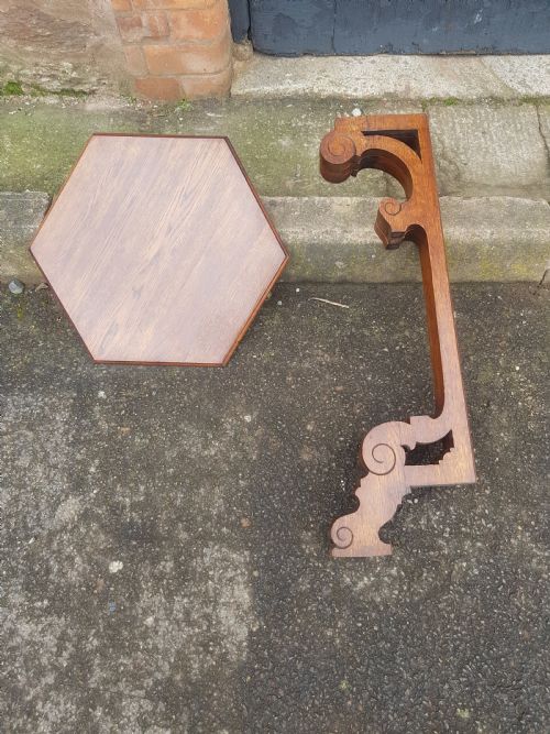 VICTORIAN OAK ARTS AND CRAFTS FOLDING LAMP TABLE - ADDITIONAL PHOTO 4