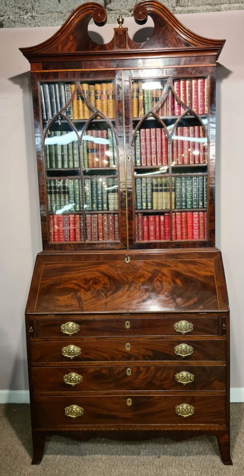 antique georgian mahogany bureau bookcase - CATEGORY: ANTIQUE BUREAU - DATED GEORGIAN