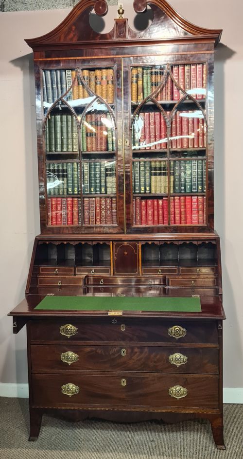ANTIQUE GEORGIAN MAHOGANY BUREAU BOOKCASE - ADDITIONAL PHOTO 1