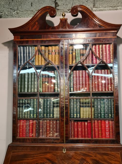 ANTIQUE GEORGIAN MAHOGANY BUREAU BOOKCASE - ADDITIONAL PHOTO 5