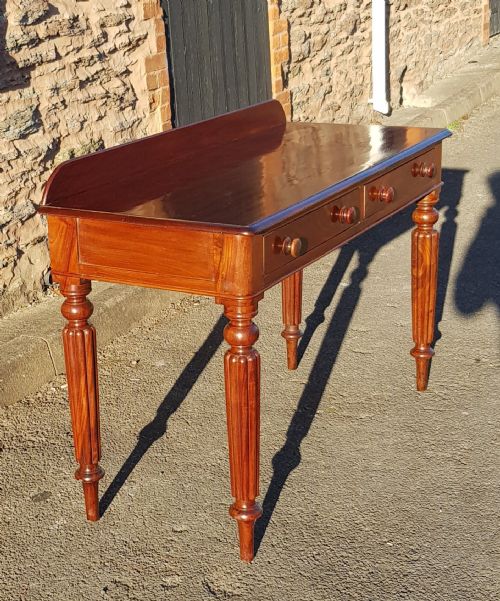 VICTORIAN MAHOGANY TWO DRAWER WRITING TABLE - ADDITIONAL PHOTO 2