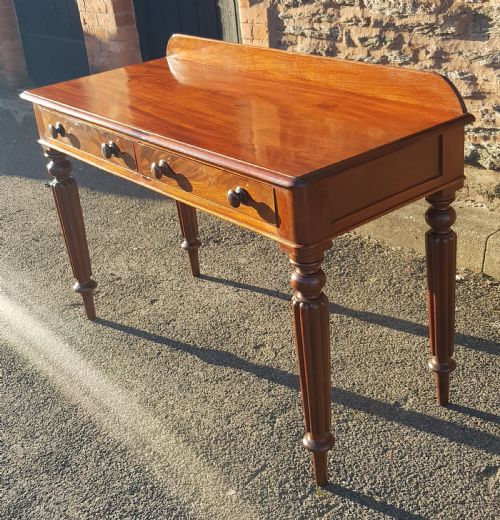 VICTORIAN MAHOGANY TWO DRAWER WRITING TABLE - ADDITIONAL PHOTO 3