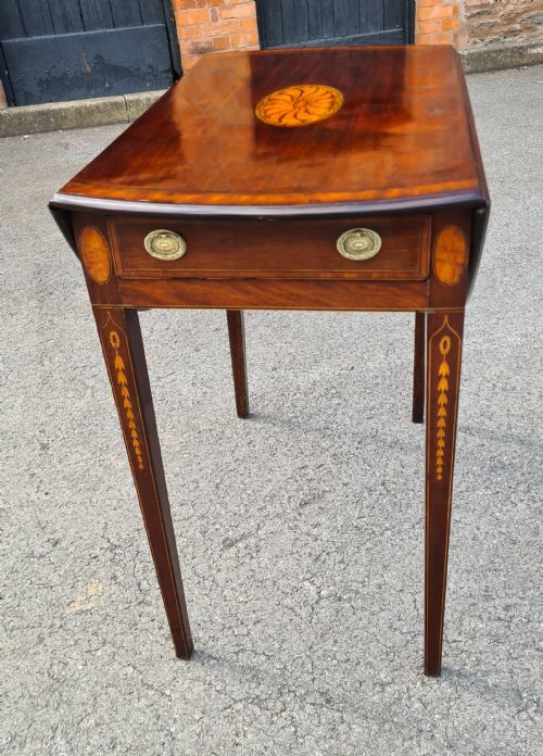 antique georgian mahogany inlaid pembroke table - CATEGORY: ANTIQUE TABLES - DATED GEORGIAN
