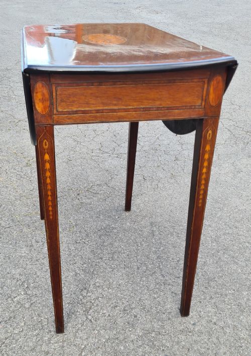 ANTIQUE GEORGIAN MAHOGANY INLAID PEMBROKE TABLE - ADDITIONAL PHOTO 7