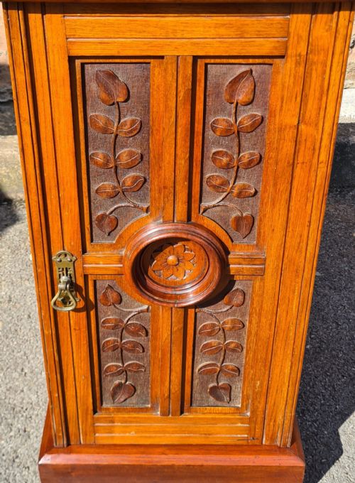 ANTIQUE VICTORIAN ARTS AND CRAFTS WALNUT PEDESTAL CABINET - ADDITIONAL PHOTO 4