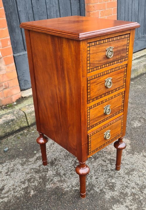 PAIR OF EDWARDIAN MAHOGANY INLAID BEDSIDE CABINETS - ADDITIONAL PHOTO 2