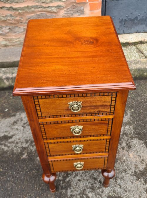 PAIR OF EDWARDIAN MAHOGANY INLAID BEDSIDE CABINETS - ADDITIONAL PHOTO 6