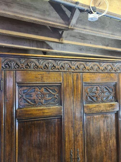 VICTORIAN CARVED OAK TWO DOOR WARDROBE - ADDITIONAL PHOTO 7