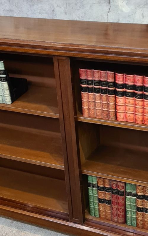 LATE VICTORIAN MAHOGANY DOUBLE OPEN BOOKCASE - ADDITIONAL PHOTO 2