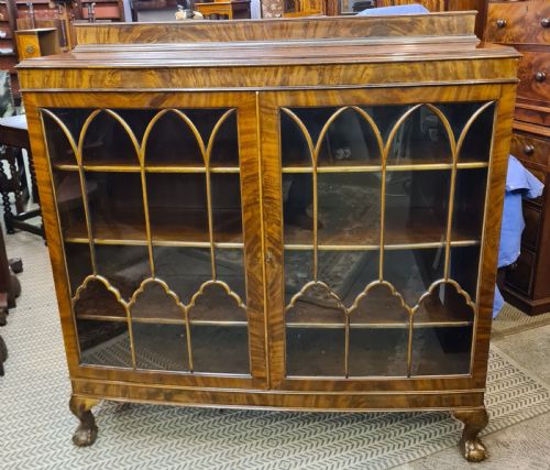 1920s mahogany bow front bookcase - CATEGORY: ANTIQUE BOOKCASES - DATED 1920